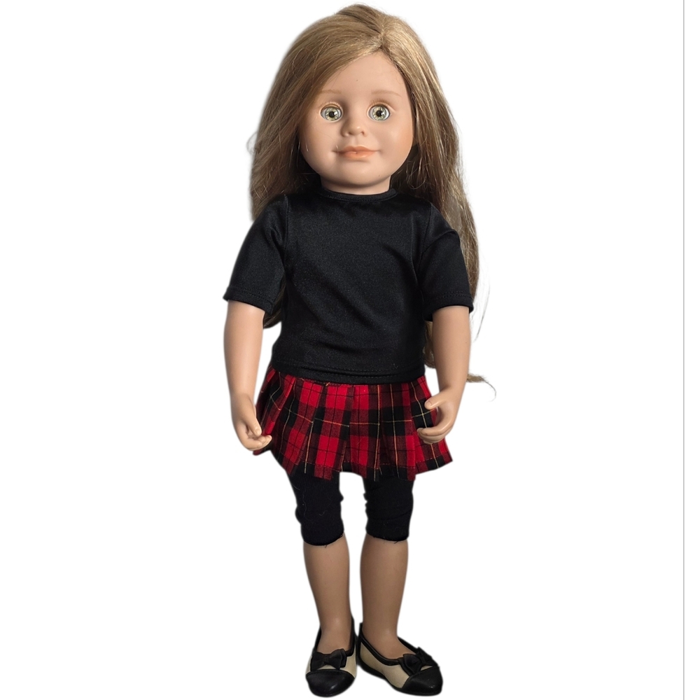 Maplelea Girl Doll 18” Canadian AG Style Brown Hair Plaid Skirt Outfit Shoes